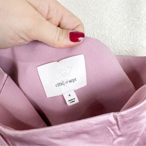 Cinq A Sept Pink Silk One Shoulder Trenton Midi Slit Dress Size 4 - Picture 7 of 9